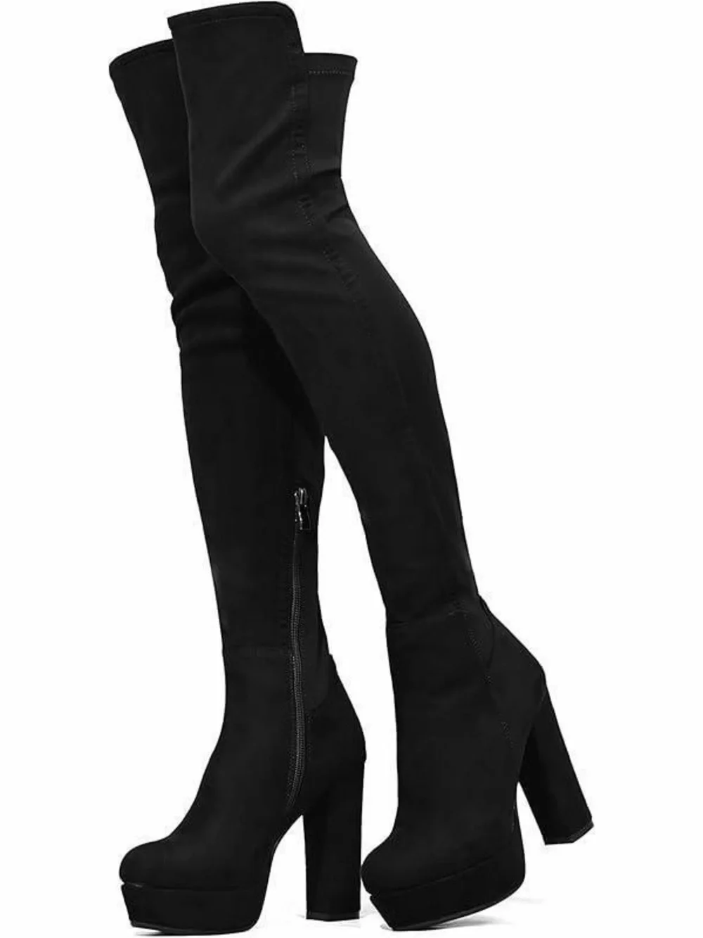 Over-the-Knee Platform Heel Boots - Black